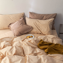 (Homestead) High quality Milk Oil Color Gentle Pure Cotton Twill 3 Four Sets Bed Linen Bed Gasawara Pure Color