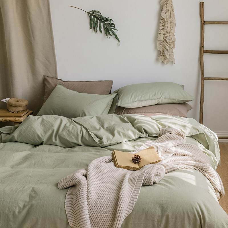 (House posture) elle su double 3 four-piece set of cotton washed cotton Nordic duvet cover bedding 1.5m meter spring and autumn
