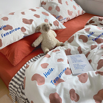 (homestead) ins and windy caramel tone cows point single double pure cotton washed cotton printed for four sets SS