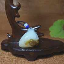 Xinjiang Hetian jade sugar white jade frog pendant quack to fortune pendant Men and women with the same pendant with certificate