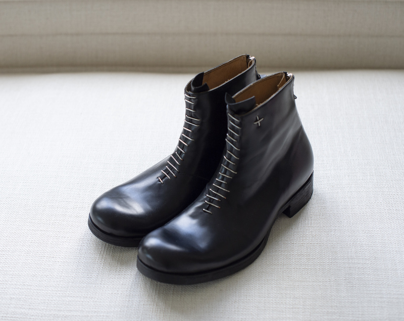 Solist Solo Soulpoem Ready-To-Ship Ma+ Pointed Toe Ankle Boots Lace-Up Back Zipper Cowhide Men's Boots