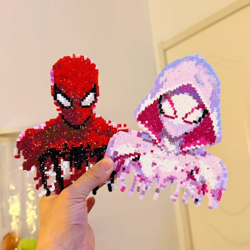 Spider-Man Bead Art Finished Product Car Hanging Ornament Keychain Gwen Face-Blocking Photo Prop Check-In Toy Figure Spider-Man Bead Art Finished Product Car Hanging Ornament Keychain Gwen Face-Blocking Photo Prop Check-In Toy Figure