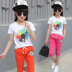 Cô gái mặc bộ đồ mùa hè 11 tuổi trẻ em mùa hè 5 tay áo ngắn 6 giản dị 7 tay ngắn cotton 8 đồ thể thao mùa hè 10 áo quần trẻ em Phù hợp với trẻ em