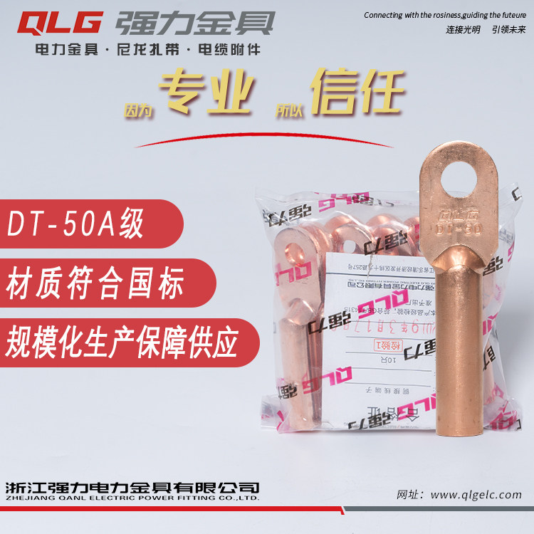 Copper nose copper joint DT50 square copper buckle line nose crimping wire ear cable head strong national standard 10 pieces