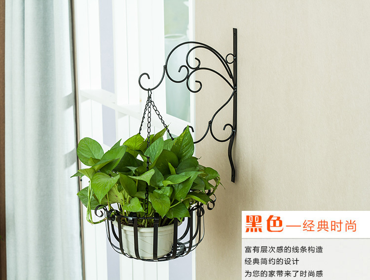 Treo tường sắt treo hoa treo tường treo giỏ hoa chậu màu xanh lá cây móc áo treo móc treo khung treo giỏ - Kệ kệ decor