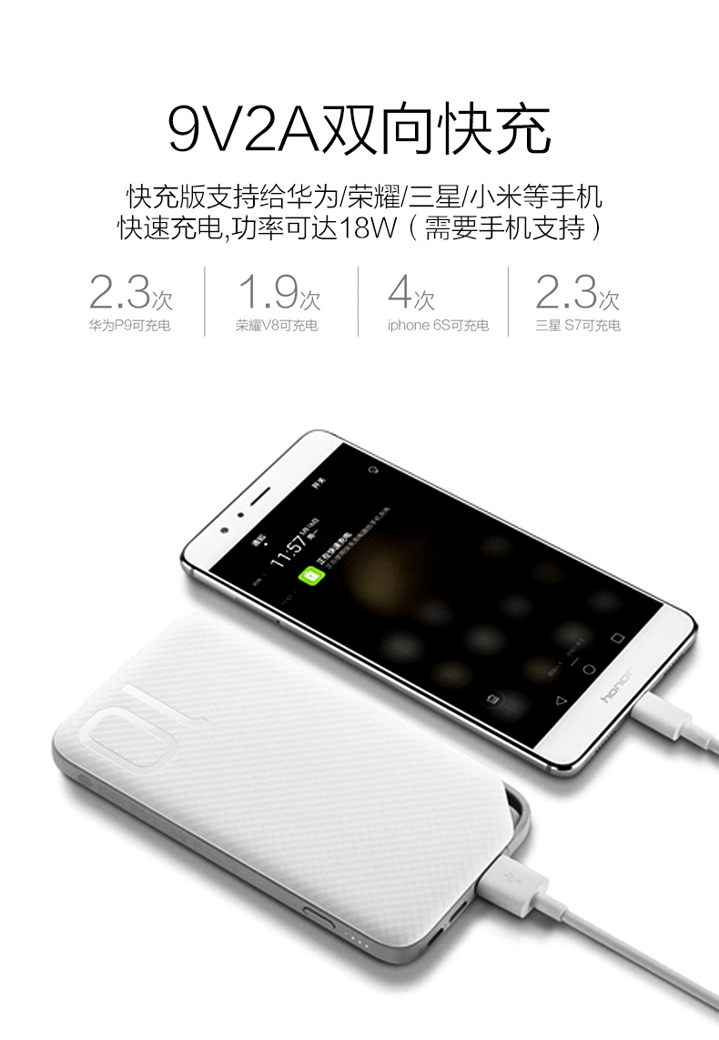 Huawei sạc kho báu điện thoại di động phổ thông điện thoại di động sạc nhanh p9 vinh quang 8 quả táo cầm tay 10000 mAh chính hãng - Ngân hàng điện thoại di động sạc dự phòng sạc nhanh