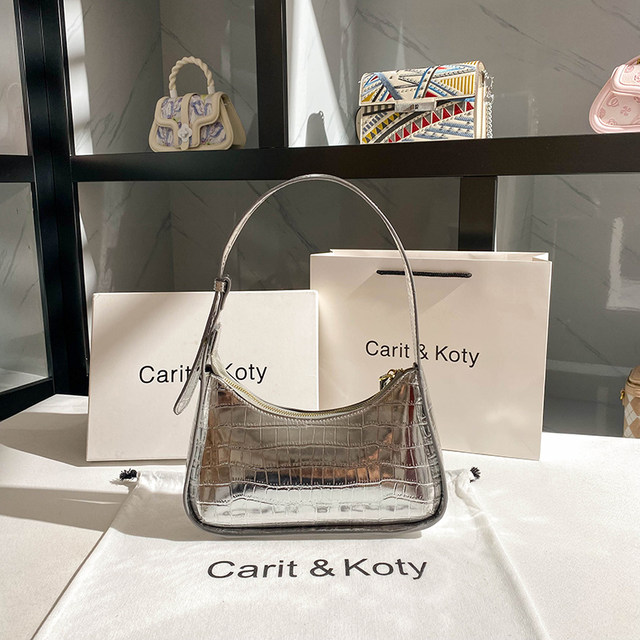 CaritKoty2023 hot style super hot bag niche silver underarm bag ladies high-end one-shoulder baguette bag