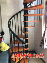 Wuhan indoor whole villa attic steel wood duplex leaping layer inclined beam rotating solid wood staircase ladder corner staircase