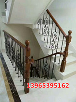 Wuhan wrought iron stair handrail solid wood guardrail stair railing fence attic balcony bay window corridor railings customization