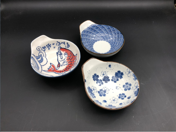 Small bowl of ceramic tableware with waves swallowed hot pot bowl of porcelain bowl of rice bowl of pepper rice bowl