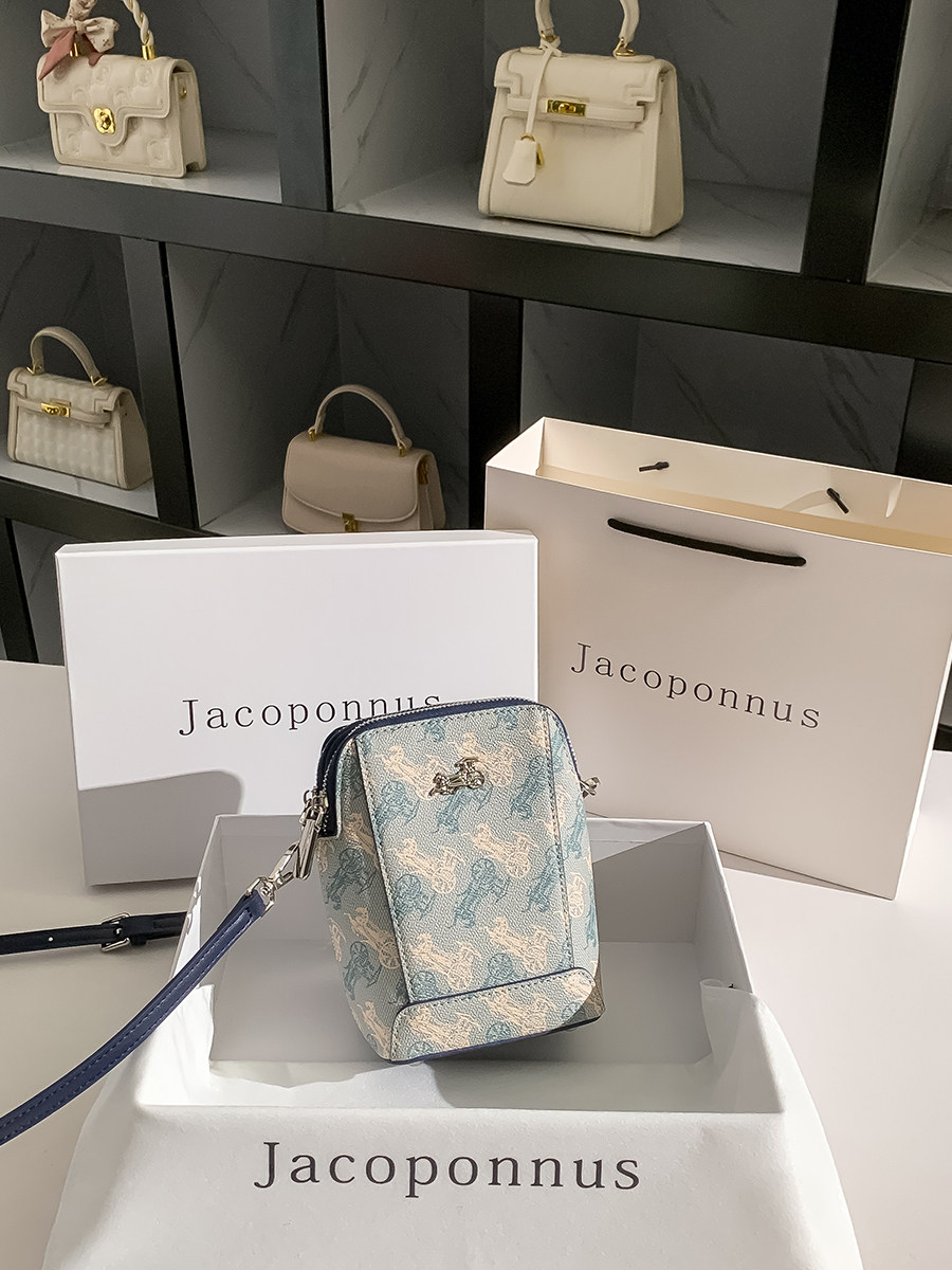 Jacobs Genuine Leather Carriage-Style Phone Bag for Women, Summer 2026 New Model, Super Popular, High-End, Light Luxury, Niche Commuter Small Crossbody Bag