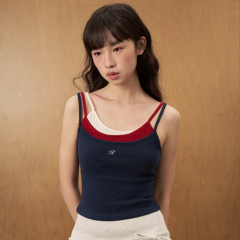 Understress Fake Three-Piece Knitted Camisole for Women, New Summer 2025 Style, Patchwork Sports Base Layer Top