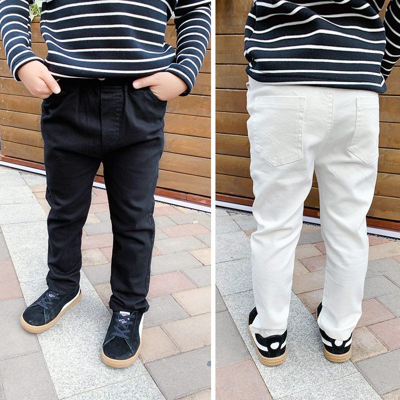 Male Treasure Casual Pants Handsome children white Spring and autumn Children's body Smoke Tubes Pants Children Jeans Kid Foreign Pie