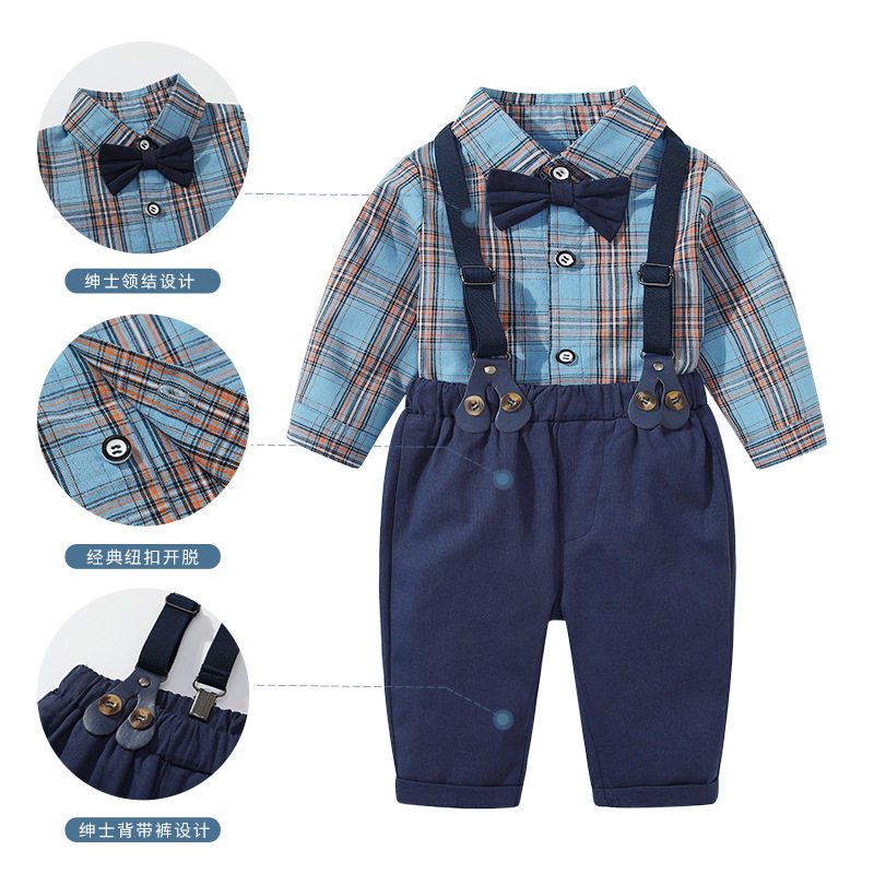 One year old boy clothes handsome boy clothes foreign pie boy birthday handsome children's shirt suit suit Inlenxia