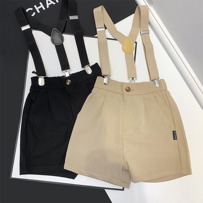 Boy's pants tight waist pants British wind suit children's strap trousers boyboy baby boy's shorts