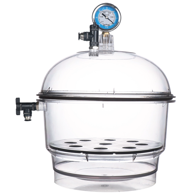 Plastic vacuum dryer 150mm 250mm 300mm 400mm double pumping valve with pressure gauge laboratory decompression dryer drying dish moisture-proof cylinder vacuum experiment PC polycarbonate