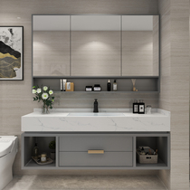 Light luxury bathroom cabinet set double basin bathroom cabinet combination Nordic marble toilet hand wash face wash basin cabinet Cabinet