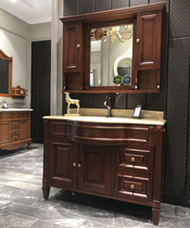 Bathroom American bathroom cabinet combination oak floor-to-ceiling face wash basin toilet toilet wash cabinet marble