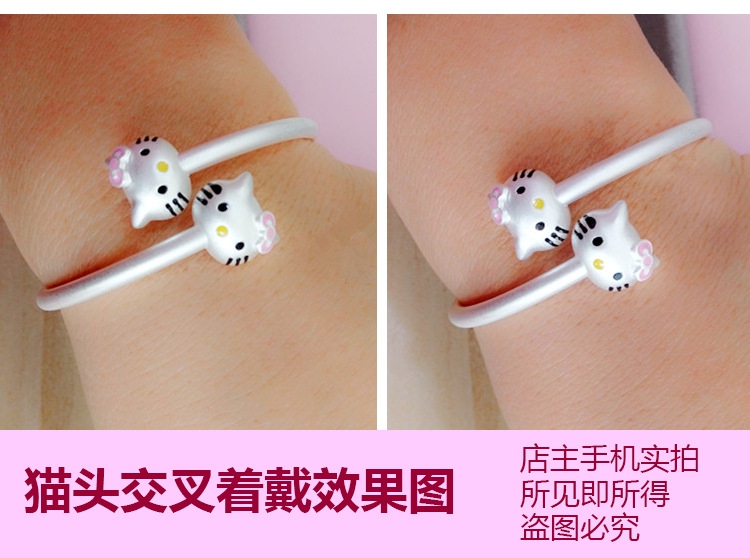 925 sterling bạc hello kitty Hello Kitty baby baby baby vòng tay nam và nữ vòng tay trẻ em bạc trang sức vòng tay trầm hương