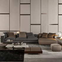 Milotti Freeman Milotti Living Room L - 7 font combination of Picloth combined with leather sofa