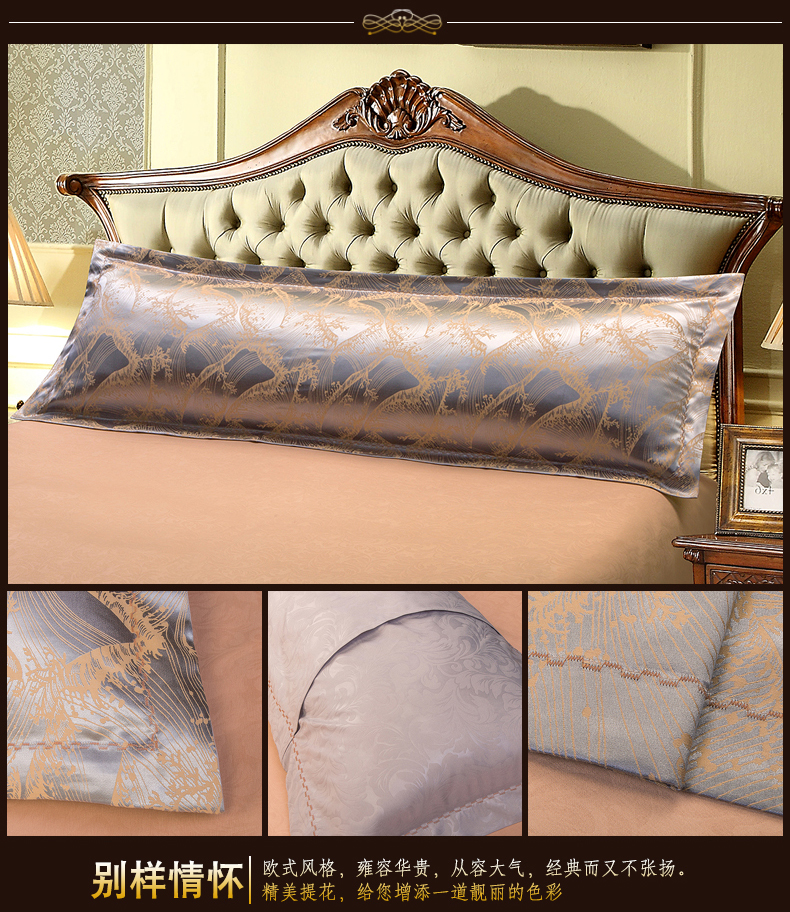 Đôi satin satin in gió dài gối đôi vợ chồng 1,2 / 1,5 / 1,8 m gối dài gối lõi gối chống trào ngược babymoov