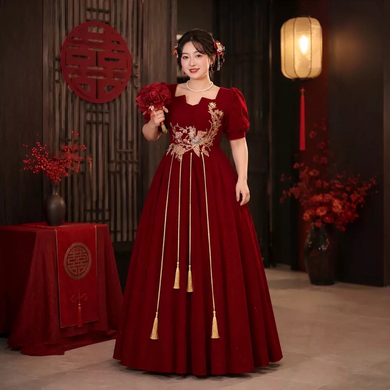 Plus Size Women's New Style Dress for 200-240 Pounds, Slimming, High-End Wedding Toast Dress, Engagement, Maternity Banquet Dress