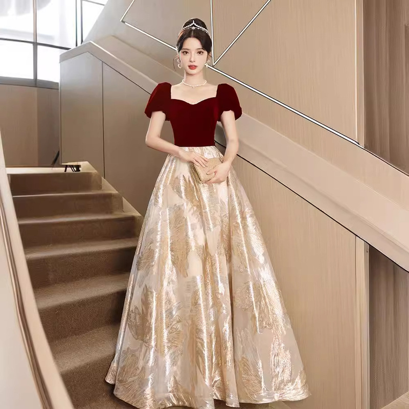 Plus Size Fat mm (200-240 Pounds) Red Summer Evening Dress for Bride, Wedding Banquet, Engagement, Pregnant Women
