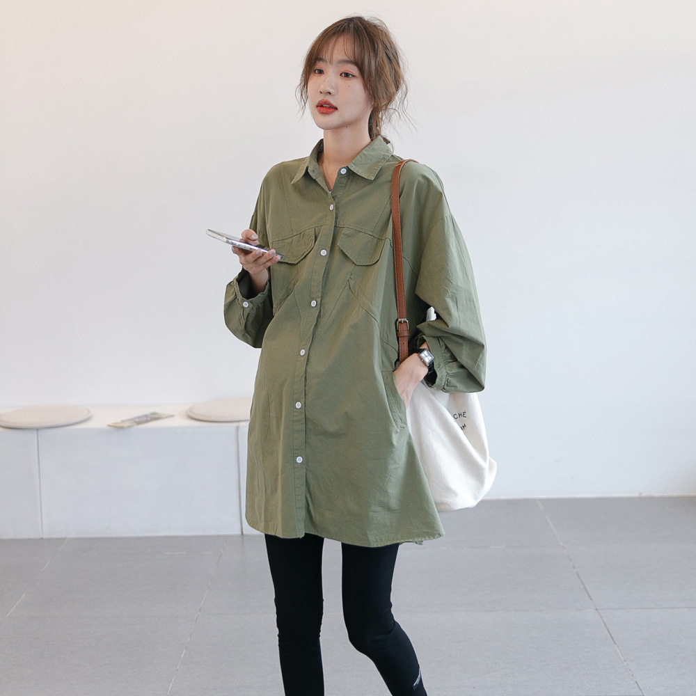 Long Han Edition Fashion and Leisure and Lax-Lane Ocean Wear Long-sleeved coat in Spring New Pregnant Women's Shirt