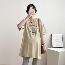 Pregnant woman T - shirt cotton short sleeve and long - range T - shirt dress 2021 new pregnant woman wear coat summer