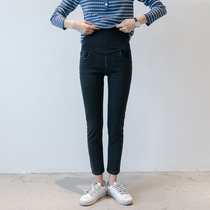 Pregnant women jeans autumn wear pants high elastic slim body thin belly pregnant women pants leggings tide mother