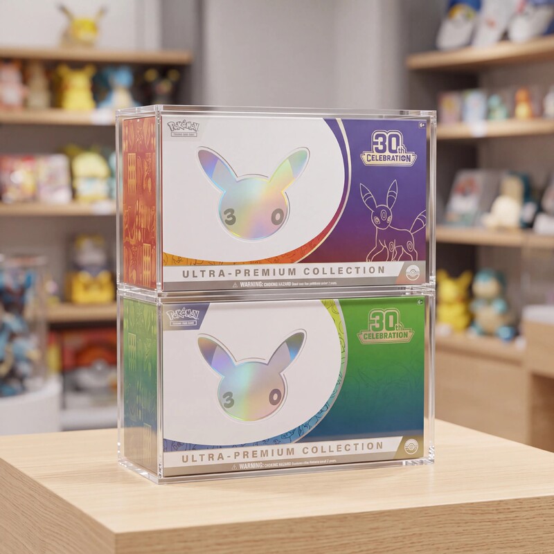 Acrylic Display Box with Magnetic Dust-Proof Storage Box Suitable for Pokémon Upc 30Th Anniversary Original Box Protection Box Acrylic Display Box with Magnetic Dust-Proof Storage Box Suitable for Pokémon Upc 30Th Anniversary Original Box Protection Box