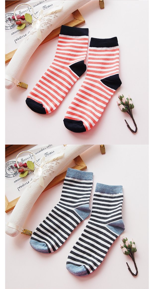 6 đôi vớ nữ sọc cotton màu vớ đẹp