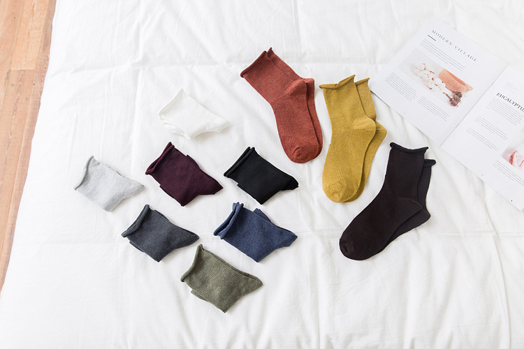 6 đôi vớ uốn lò xo và vớ mùa hè vớ nữ dễ thương lỏng miệng vớ cotton đại học sọc dọc vớ nữ tat nu co ngan cao cap