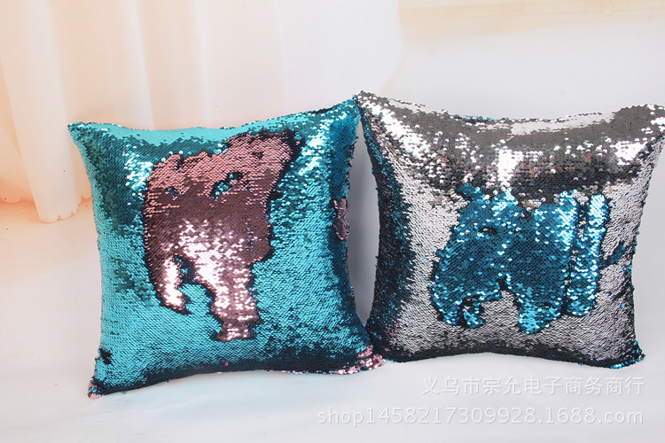 Có thể vẽ hình ảnh gối thay đổi màu sắc ma thuật DIY gối nàng tiên cá sáng bóng đôi màu sequin gối 2017 mới - Trở lại đệm / Bolsters gối sofa cao cấp
