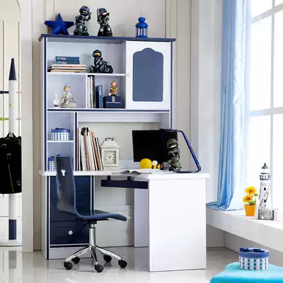 Children's desk simple home student blue boy desk bookcase bookshelf integrated corner computer desk