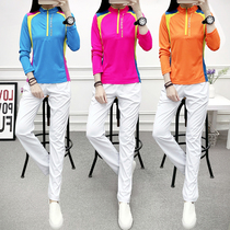 Outdoor Speed Dry Sweatpants Sports Suit Men And Women Long Sleeves T-shirt Breathable Big Code Thin Section Square Dance Fitness skinny T-shirt