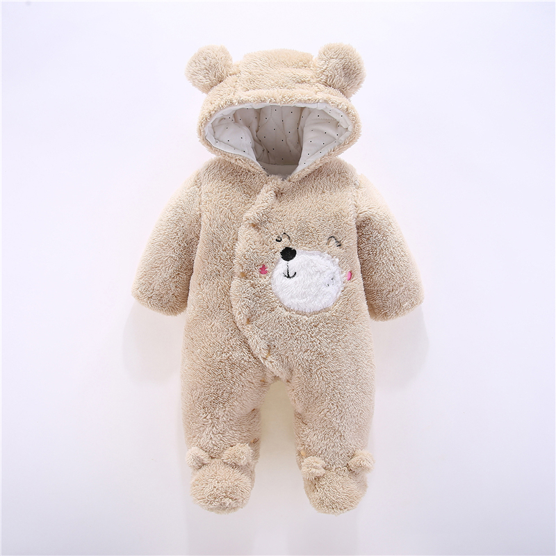Quần áo sơ sinh dính liền với quần áo cotton dày cho bé Quần áo mùa thu và mùa đông đi chơi quần áo ôm 0-1 tuổi romper body cotton thông hơi cho bé