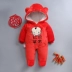 Quần áo sơ sinh cotton bé sơ sinh mùa đông áo khoác cotton dày và chân bé bông lông cừu san hô outwear - Áo liền quần bộ hoạt hình bé trai Áo liền quần