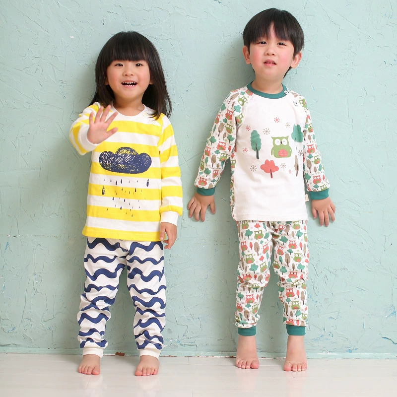 Bộ đồ lót trẻ em cotton vai khóa trẻ em đồ lót nam và nữ quần áo trẻ em mùa thu quần dài mùa xuân và mùa thu mẫu mùa đông 0-2-3 tuổi quần jean bé gái