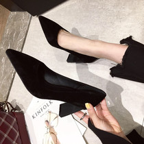 2022 spring summer new 100 hitch mesh red teenage girl little fresher heels and a pair of pointed black French style single shoes