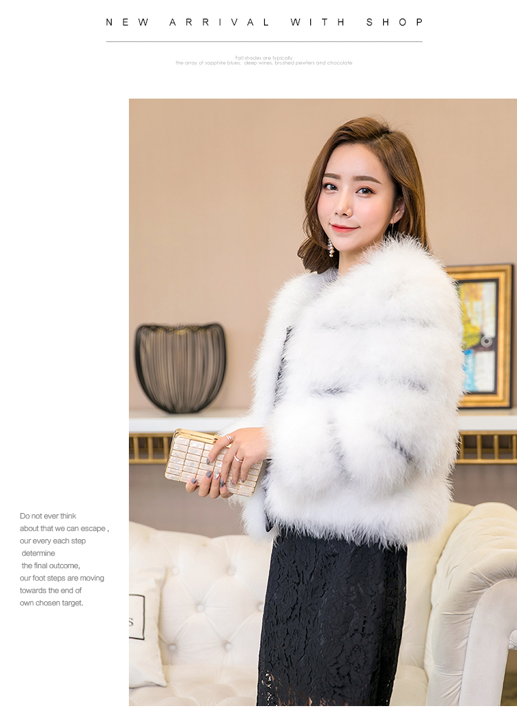 Mùa thu và mùa đông mới Hained đà điểu lông gà tây lông lông ngắn nữ thực sự mã hóa tóc mỏng giảm béo khâu quần áo dạ lông cừu