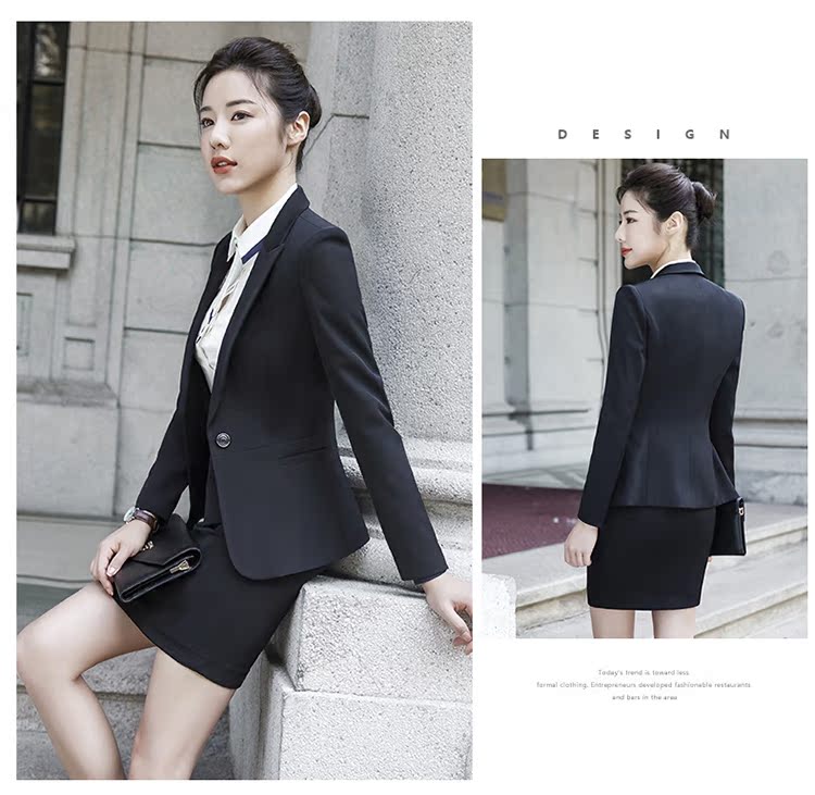 Bộ đồ chuyên nghiệp Bộ vest nữ 2018 mới khí chất OL quần yếm Bộ đồ thời trang nữ Váy dài tay phỏng vấn ao khoac nu