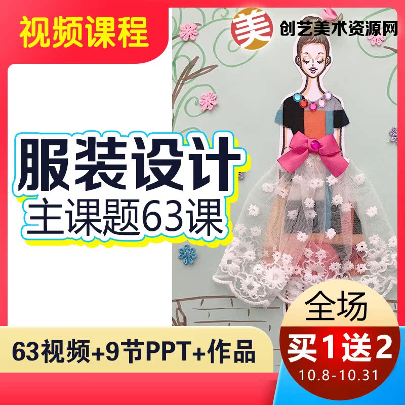 Children's creative clothing design art course painting courseware PPT children's clothing design video course