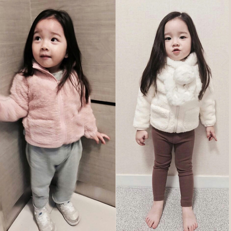 2017 mùa đông mới phiên bản Hàn Quốc mùa thu đông bé trai và bé gái lông cừu nhỏ đứng cổ áo dây kéo áo khoác trẻ em áo da trẻ em