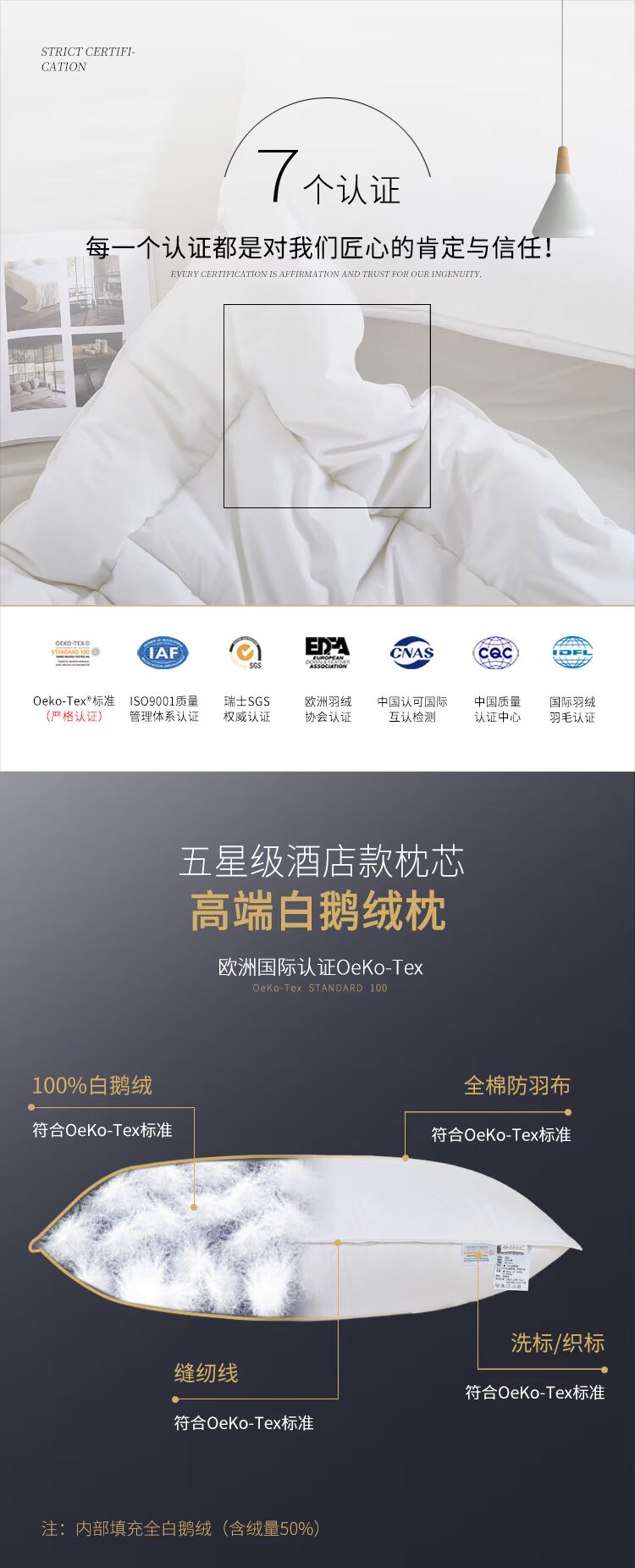 Starford khách sạn năm sao xuống gối 100% ngỗng trắng xuống cao cấp khách sạn cổ gối trắng ngỗng xuống gối - Gối gối cao su non babymoov