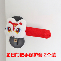 Gants de bouton de porte de dessin animé créatif tricotés dhiver pour chambre denfant housse de protection universelle pour poignée de porte décoration de porte mignonne du nouvel an