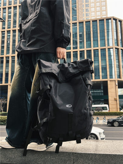 Men's large-capacity backpack, functional wind workwear mountaineering bag, outdoor basketball bag, short-distance travel waterproof backpack for women