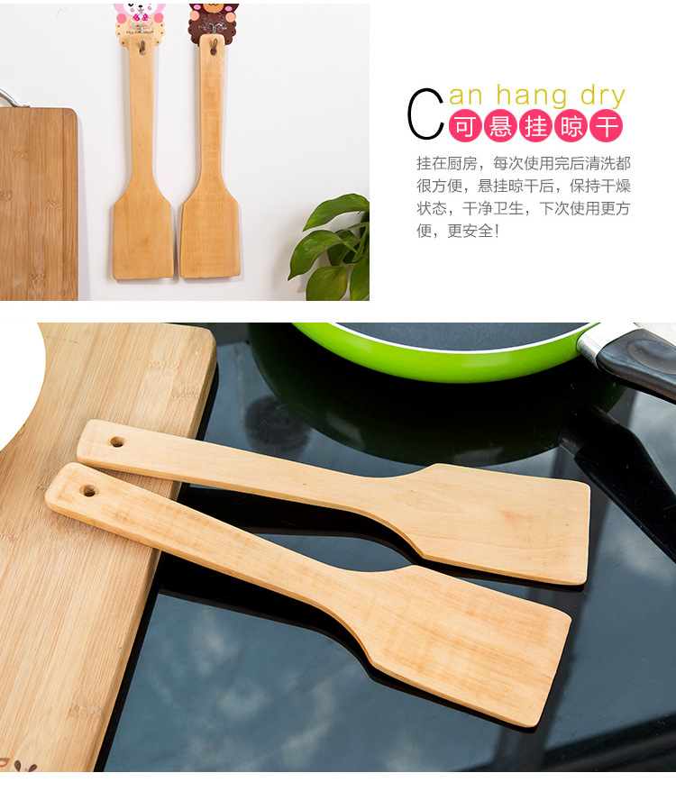 Xẻng gỗ không dính chảo sơn không xẻng Bộ xẻng gỗ cooking xẻng nấu ăn bằng thìa thìa cơm bằng gỗ dài tay cầm đồ dùng nhà bếp muôi múc canh