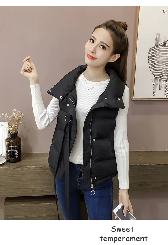 Mùa thu và mùa đông dày ấm áp áo vest cotton 18 phiên bản mới của Hàn Quốc áo khoác đen cotton ngắn vest cotton phụ nữ áo kiểu nữ đẹp 2021