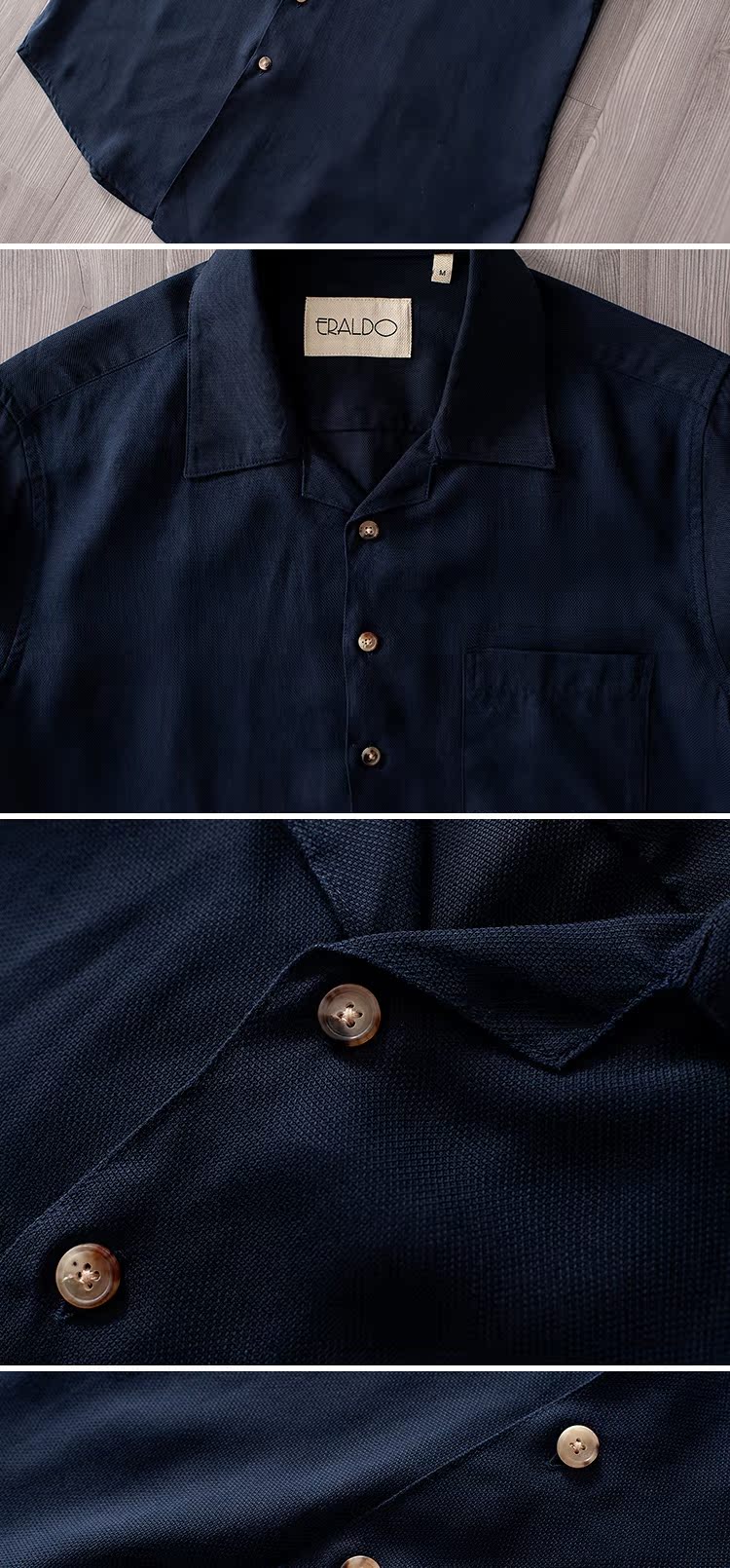 Anh may cổ điển hồi sinh loạt vải lanh jacquard cổ áo Cuba áo sơ mi nam ngắn tay Hawaii mùa hè - Áo áo sơ mi cổ tàu nam